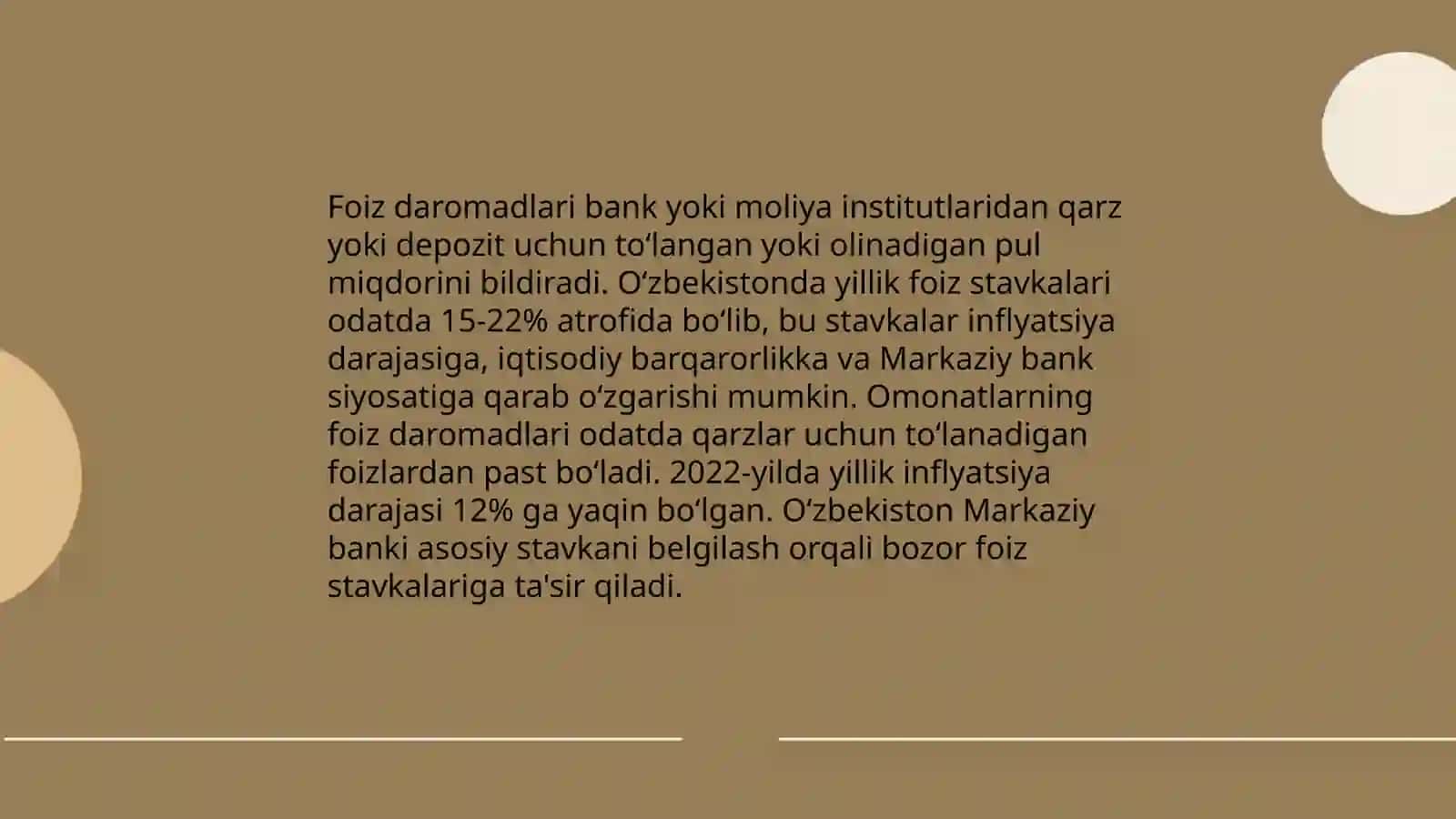 Foiz daromadlari 3
