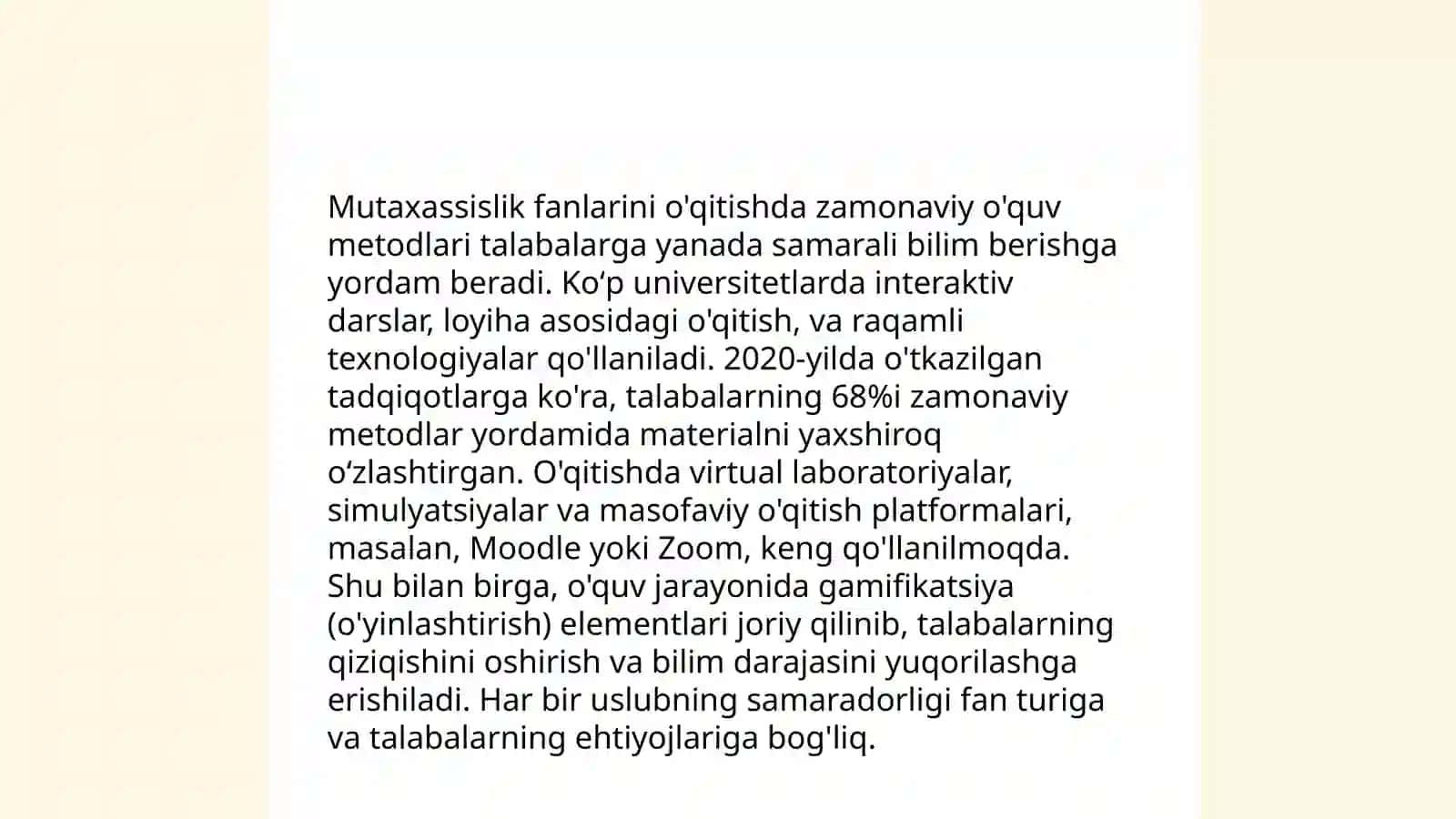 Mutaxassislik fanlarini o'qitish metod va vositalari 3