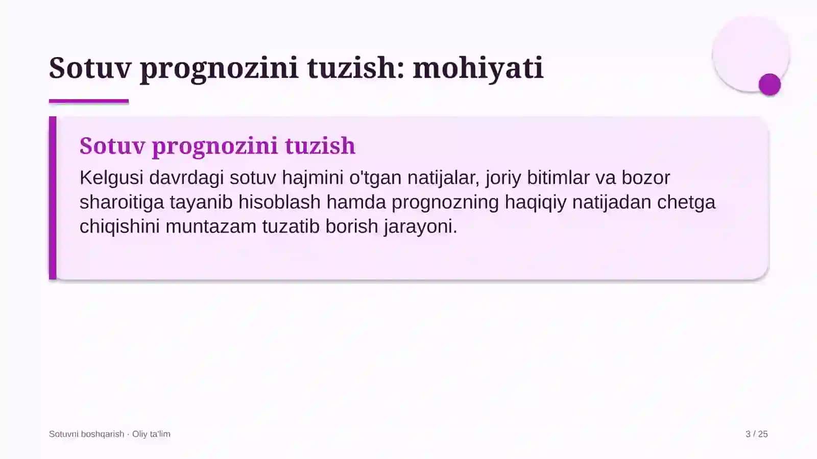 g'allachilikda sotuv prognozini tuzish 4764 3