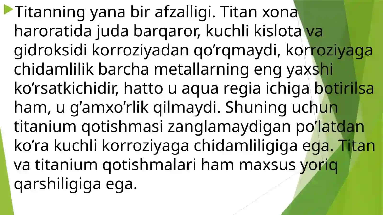 Titan guruhchasi elementlarining ishlatilishi 3