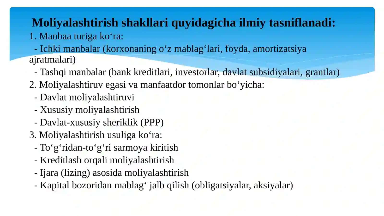 Moliyalashtirish shakllari 3