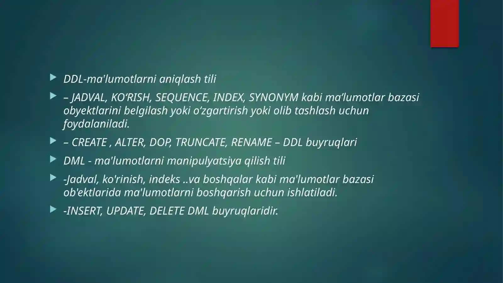 SQLtili.SQLoperatorlarniyozish 3