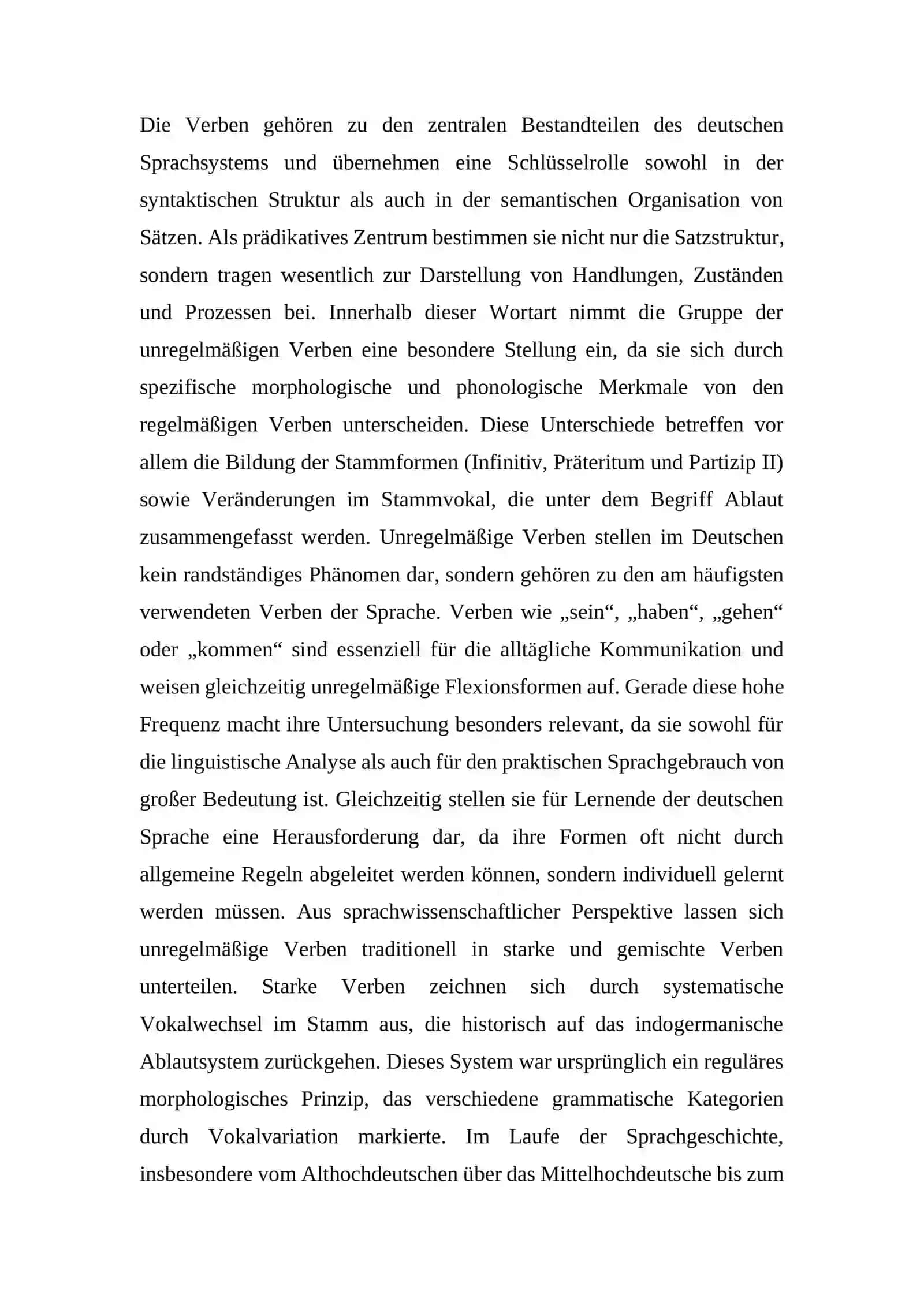 Unregelmäßige Verben im Deutschen: Struktur und Entwicklung 3