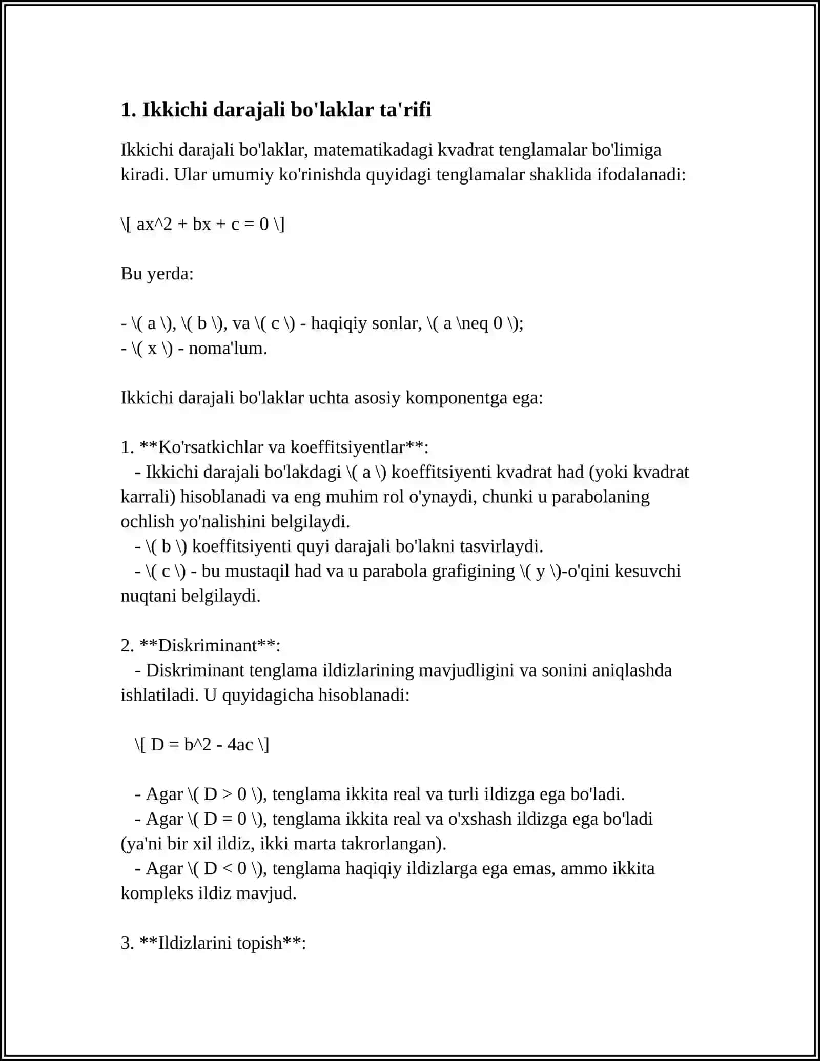 IKKINCHI DARAJALI BOʻLAKLAR 3