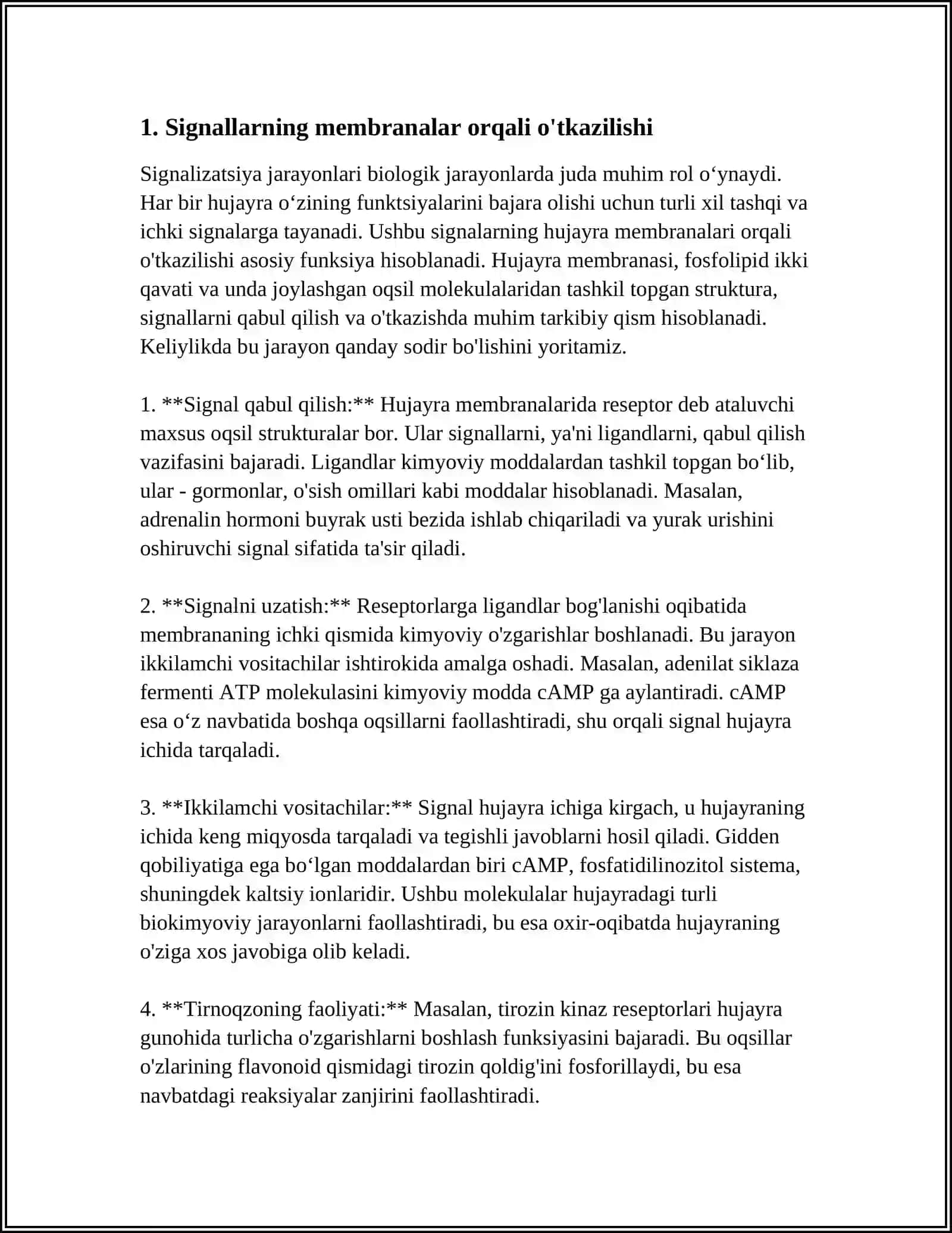 SIGNALLARNI MEMBRANALAR ORQALI O'TKAZILISHI 3