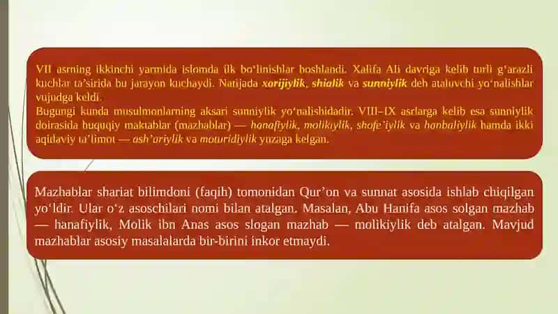 Islom dinidagi mazhablar 3