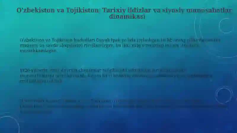 O'zbekiston va Tojikiston munosabatlari 3