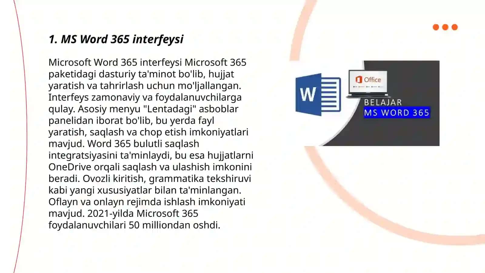 MS Word 365 matn protsessori 3