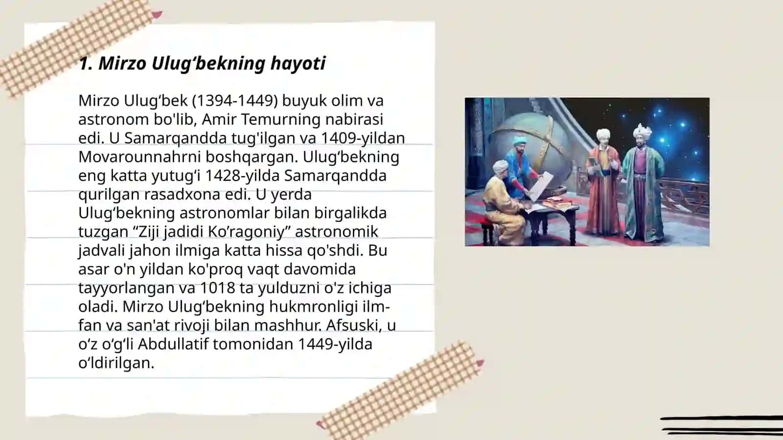 Mirzo Ulugʻbekning hayoti 3