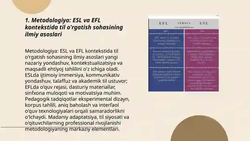 Methodology as a field of study teaching foreign languages using language the paradox ESL vs EFL learning using language 3