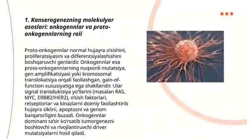 Neoplaziya.kanserogenezning molekulyar asoslari. Oʻsma oʻsishining biologiyasi: yaxshi va yomon sifatli oʻsmalar. Kanserogen agentlar va ularning hujayralar bilan tasvirlanishi.oʻsmaning organizmga taʼsiri 3