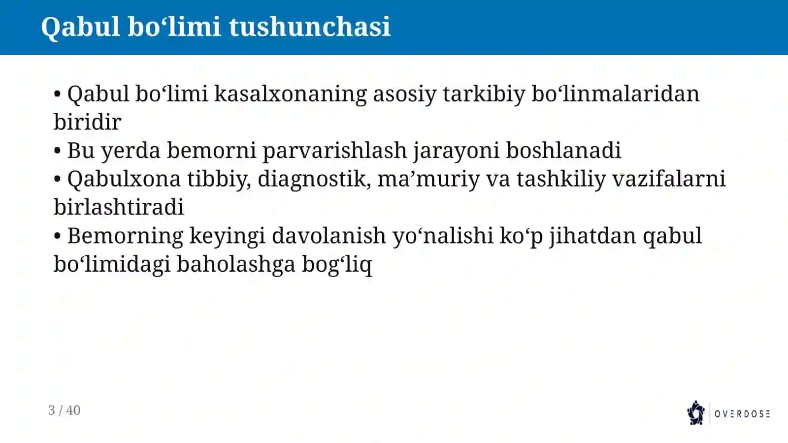 TIBBIYOT KASBIGA - KIRISH 3