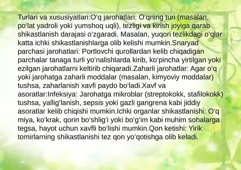 O'QOTAR QUROLDAN JAROHATLANISH 3