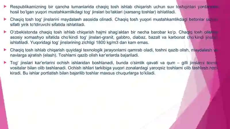 Chaqiq toshli,qum-shag’alli materiallardan tashkil topgan asos qatlamlarini qurushda ishlar sifatini nazorat qilish 3