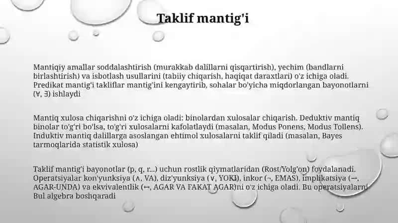 Mulohazalar ustida amallar 3