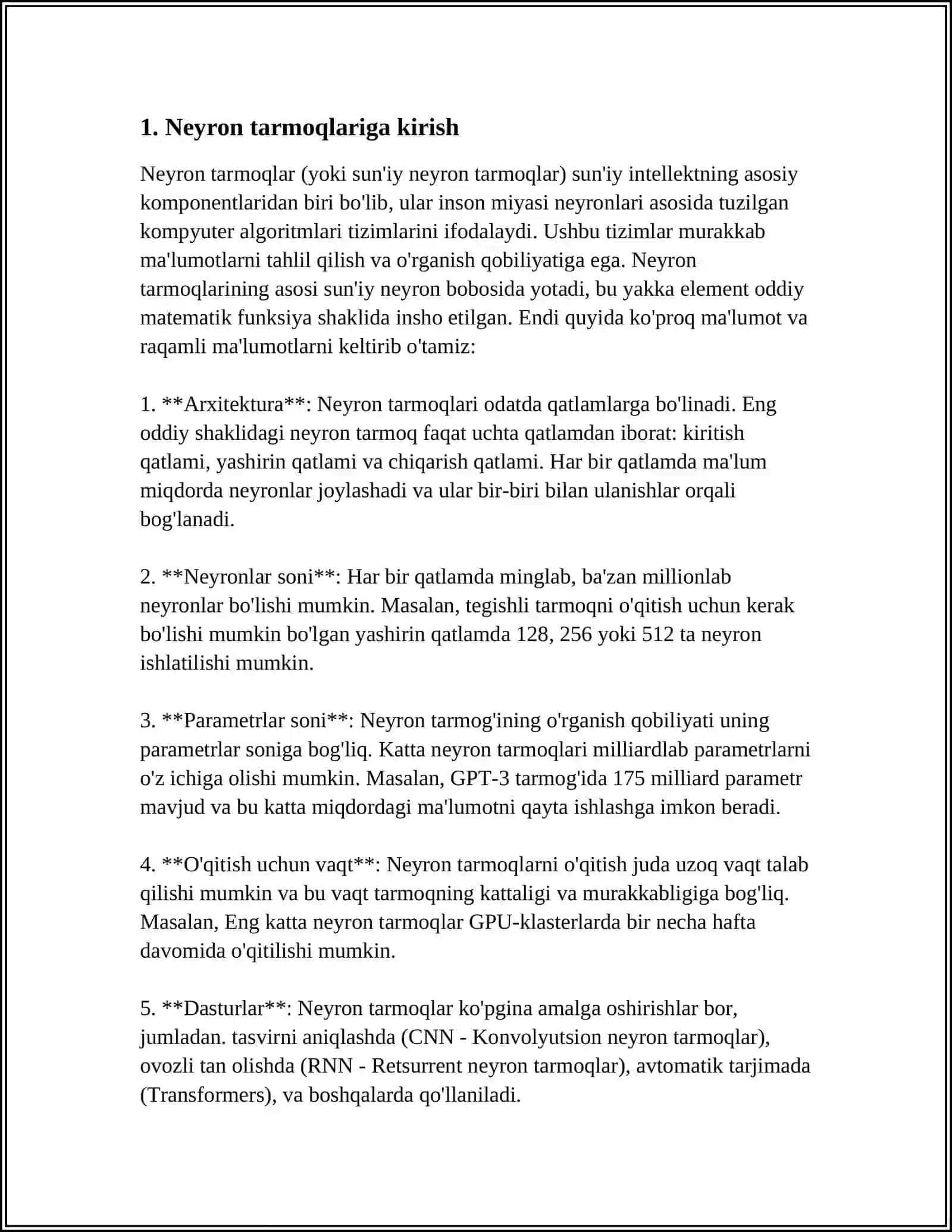 CHUQUR O‘RGANISH (DEEP LEARNING) ASOSLARI 3