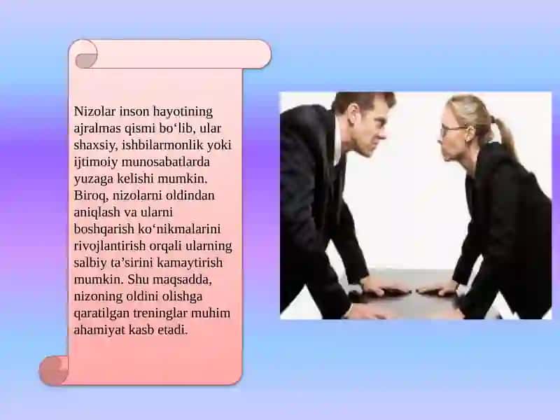 Nizoning oldini olishga qaratilgan treninglar 3