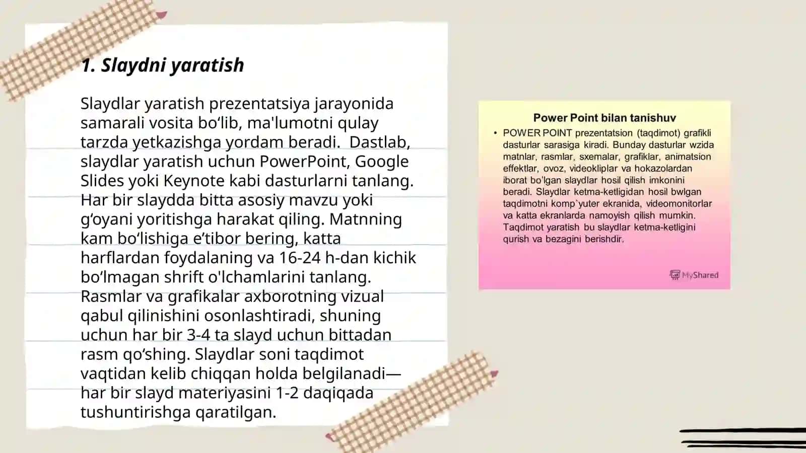 Power Point dasturining asosiy elementlari 3