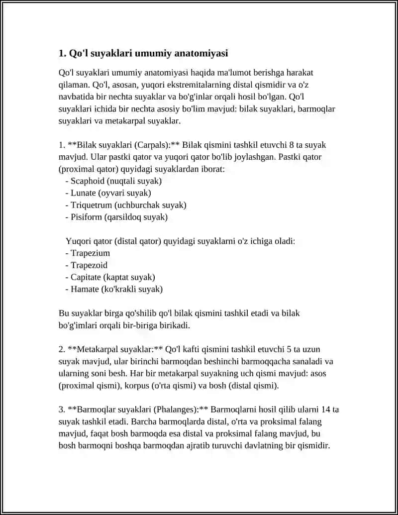 QOʻL SUYAKLARI 3