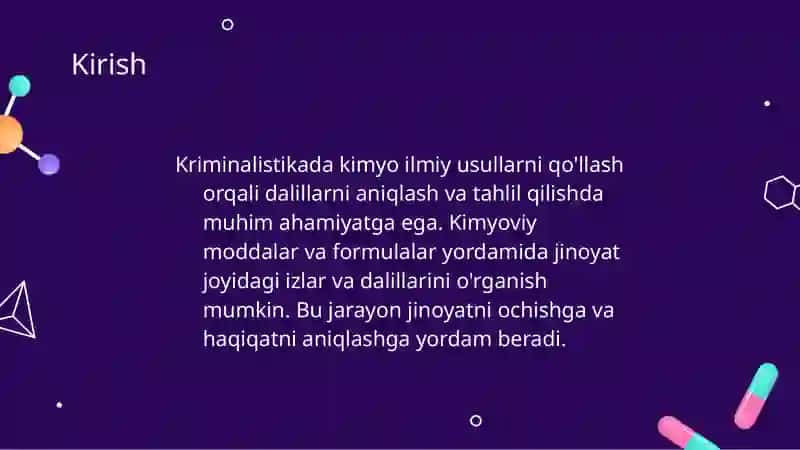 Kriminalistikada kimyoning o‘rni 3