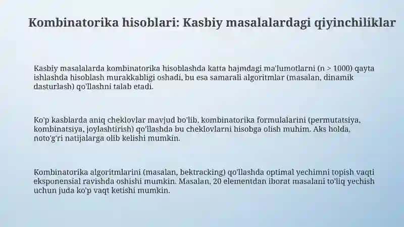 Kasbiy kombinator hisob-kitoblari 3