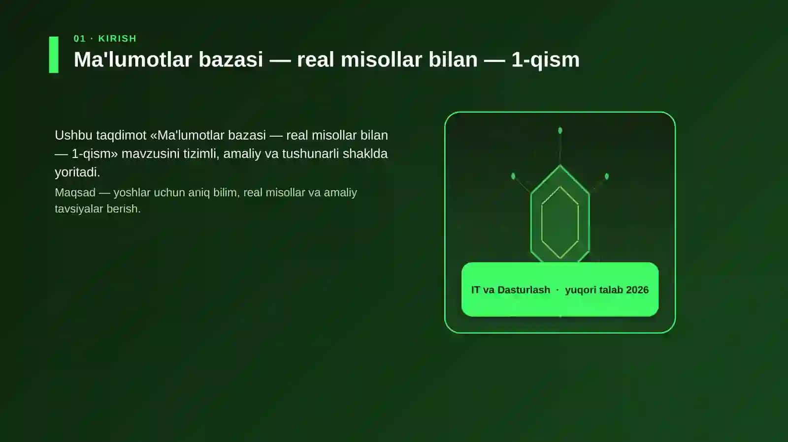 «Ma'lumotlar bazasi — real misollar bilan — 1-qism» 3