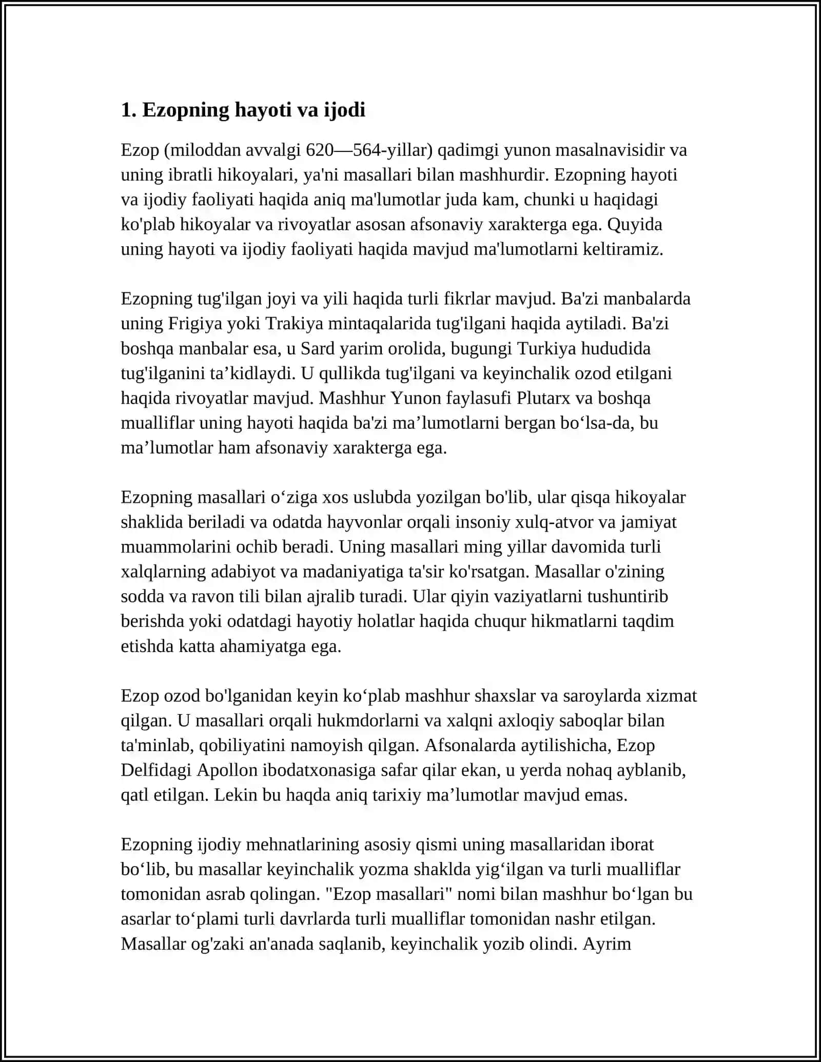 EZOP MASALLARI 3
