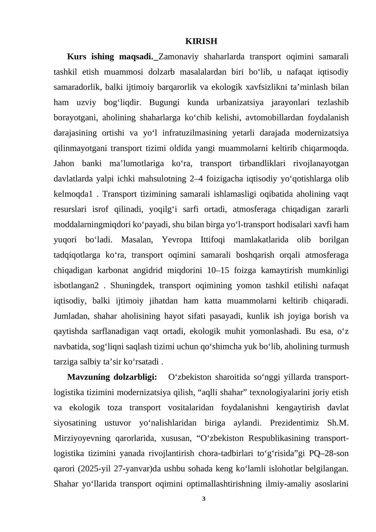 TRANSPORT OQIMINI MATEMATIK MODELLASHTIRISH 3