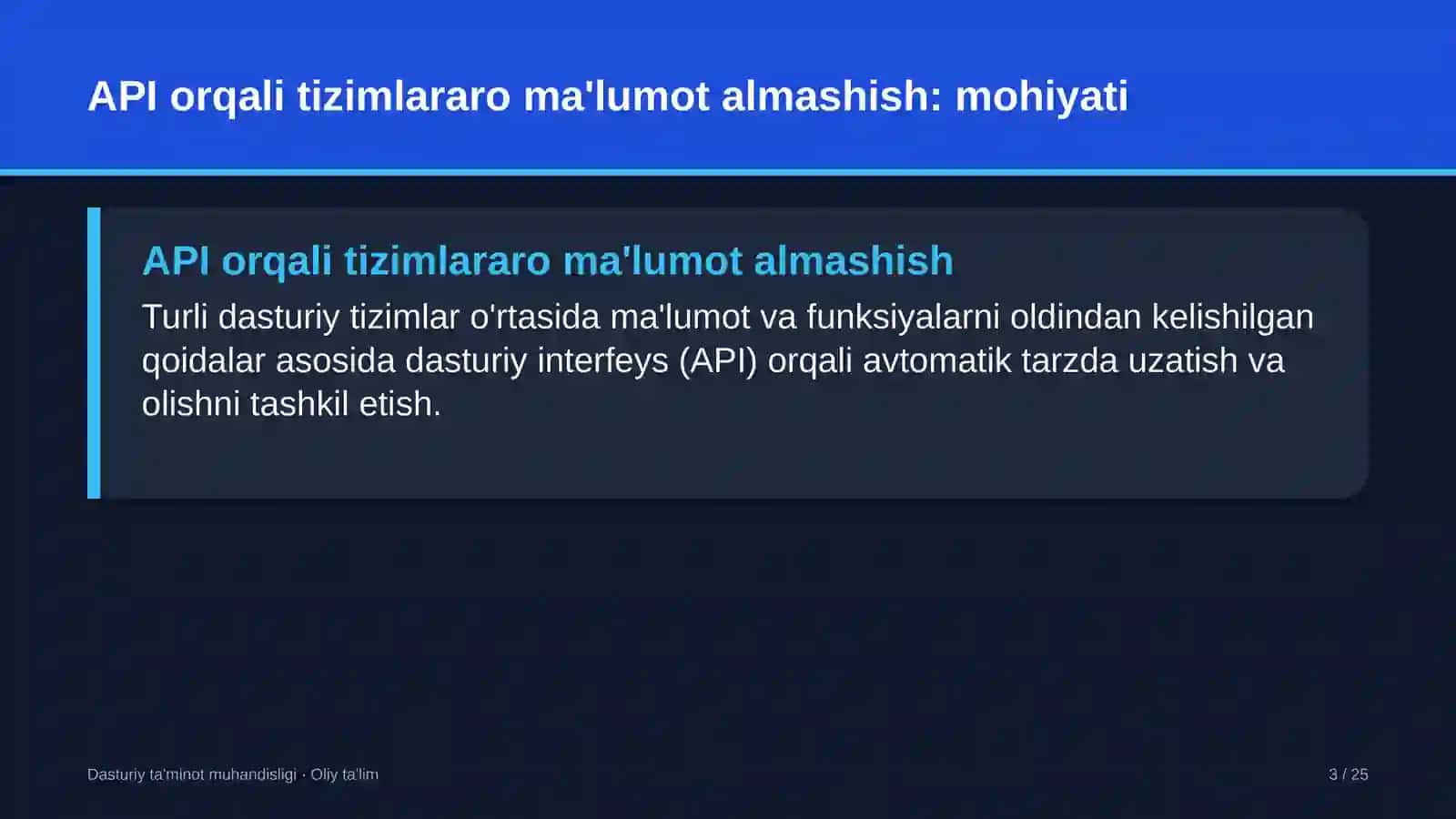 DASTURIY TA'MINOT MUHANDISLIGI · OLIY TA'LIM 3