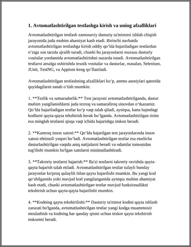 AVTOMATLASHTIRILGAN TESTLASH (AUTOMATED TESTING) 3