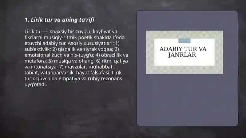 Lirik tur va uning janrlari 3