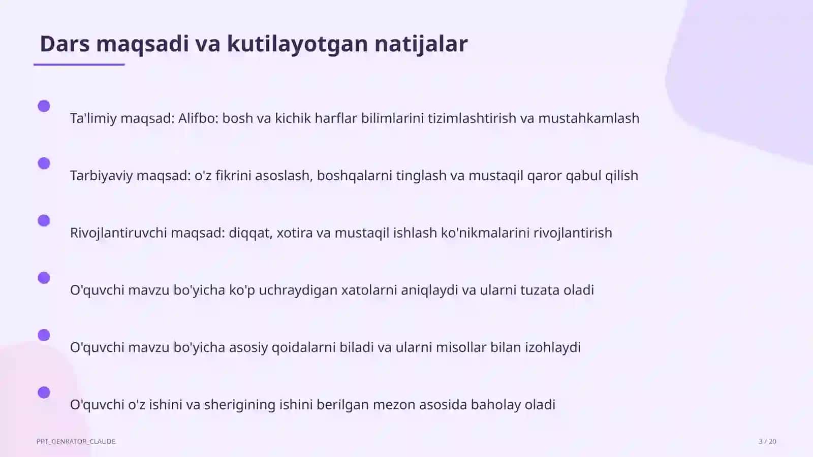 Alifbo: bosh va kichik harflar (1-sinf) 3