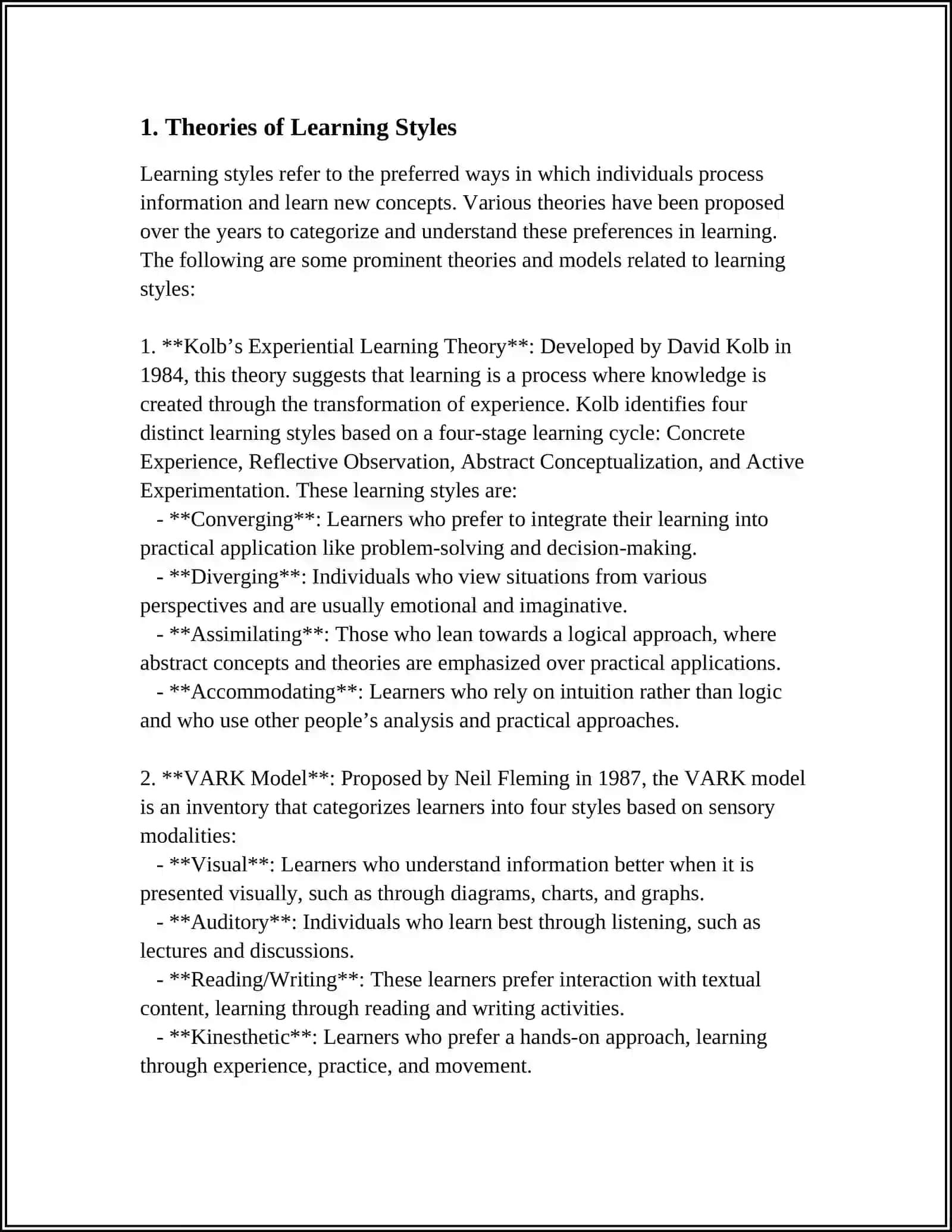 EDUCATION AND LEARNING STYLES 3