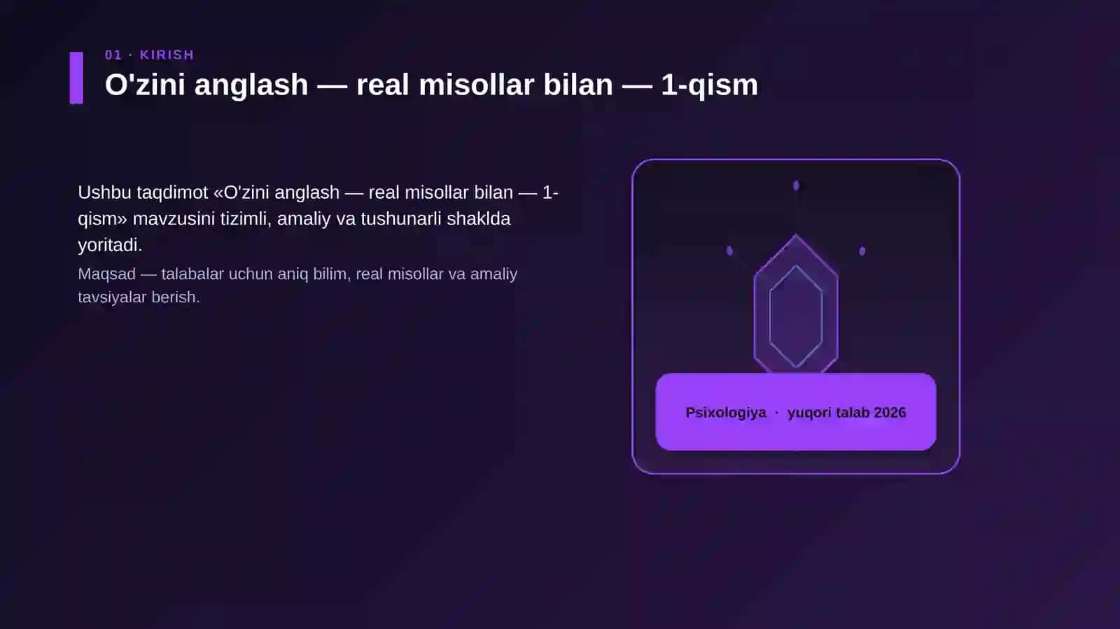 O'zini anglash — real misollar bilan — 1-qism 3