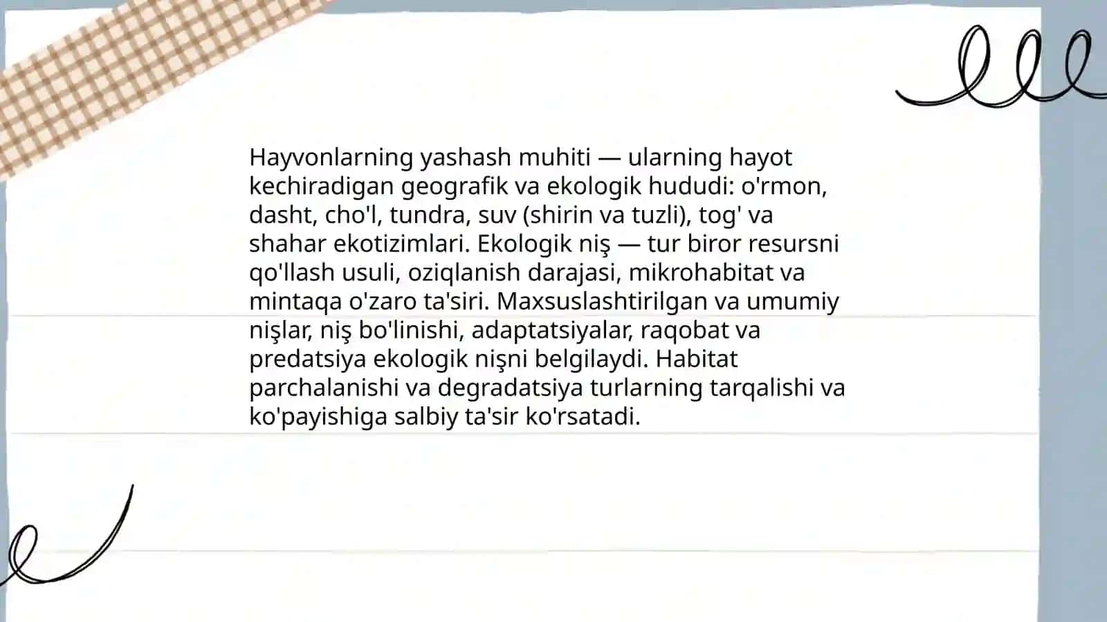 Hayvonot olamining yashash tarzi, ko'payishi va tarqalishi va turlari haqidagi bilimlarni o'zlashtirish va tahlil qilish 3