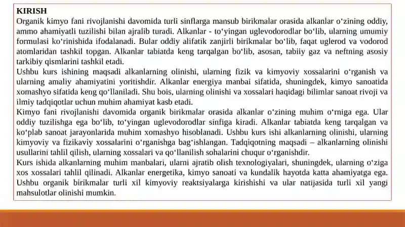 ALKANLARNING OLINISHI VA XOSSALARI 3