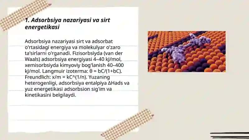 Sirt hodisalari adsorbsiya. Xromotografiya 3