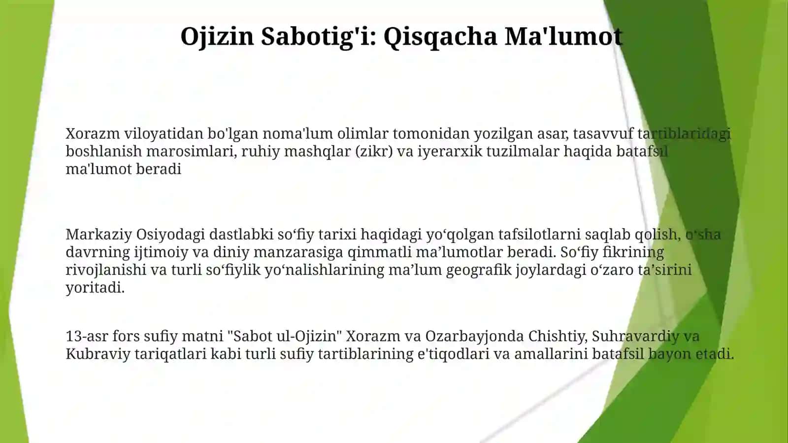 Sabot ul-Ojizin 3
