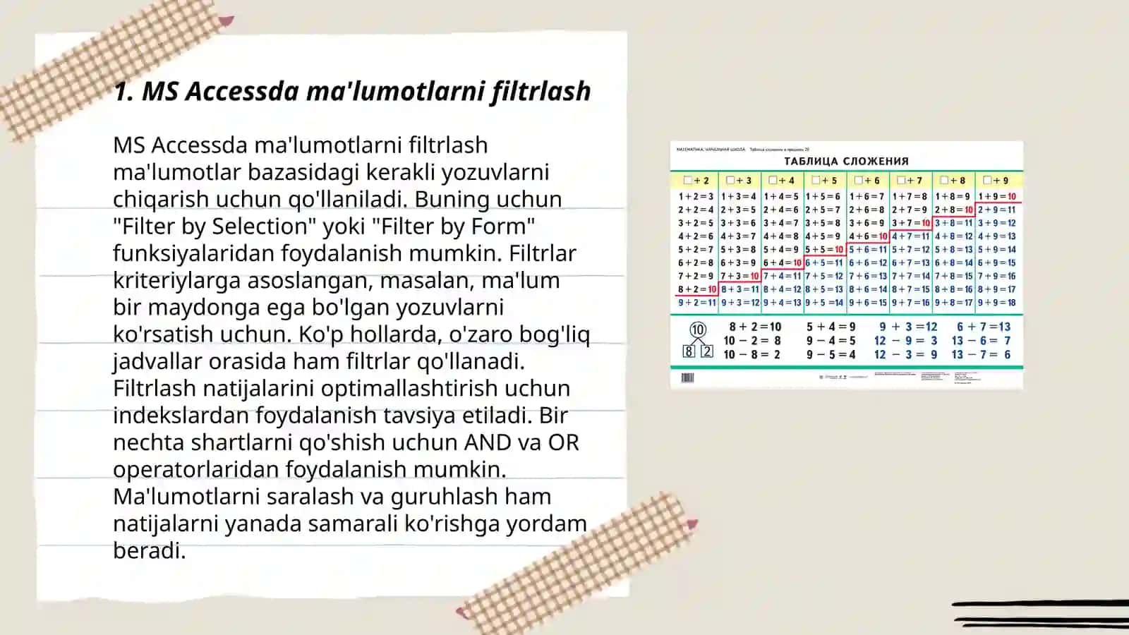MS Accessda ma'lumotlarni filtrlash 3