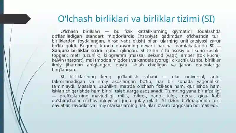 O‘lchanayotgan kattalikni ifodalash 3
