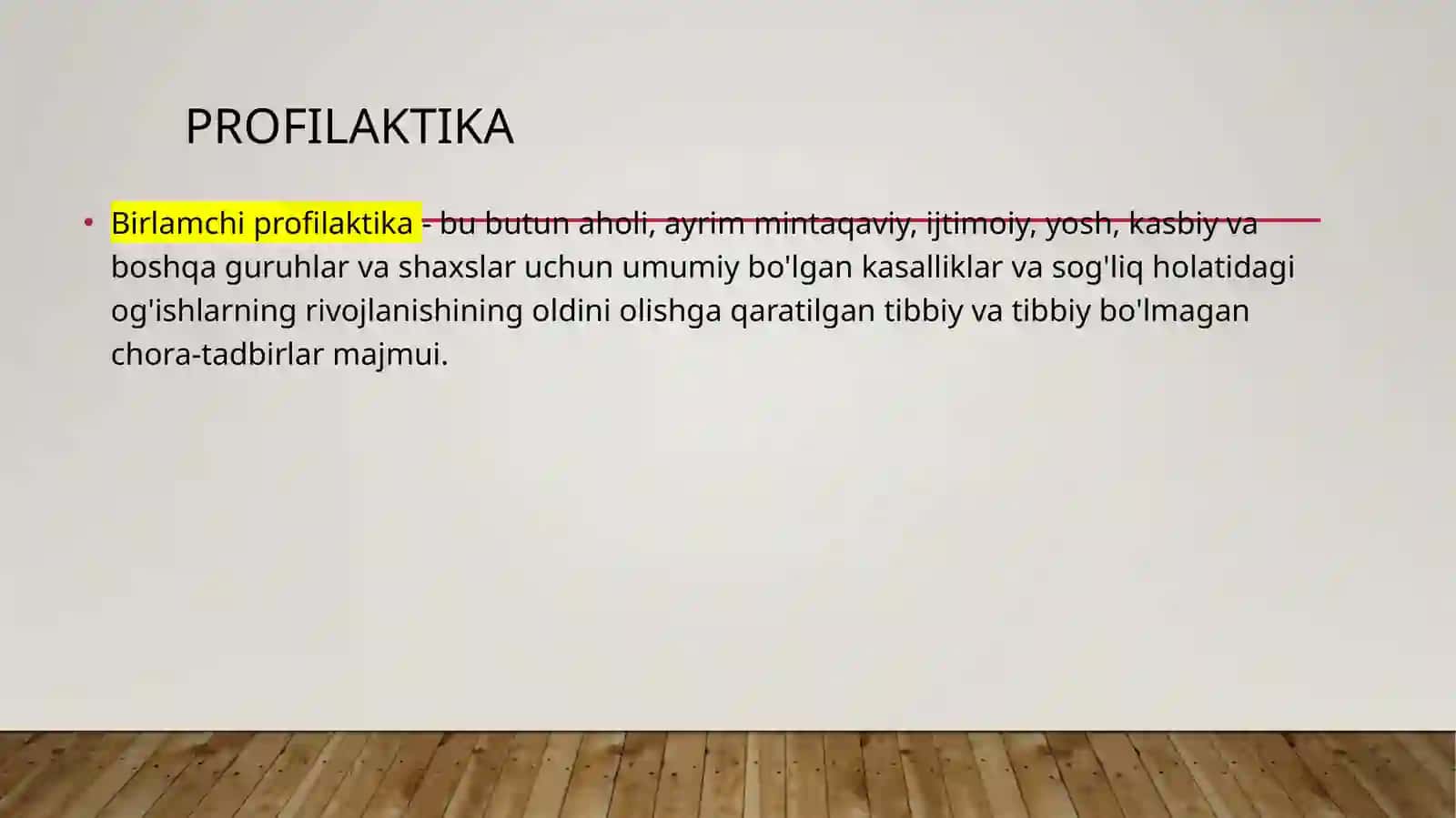 Kasallikning oldini olish. PROFILAKTIKA 3