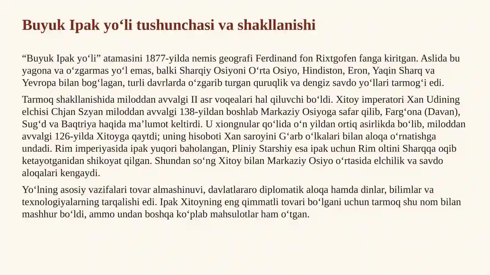Buyuk Ipak yo‘li va uning O‘rta Osiyo tarixidagi o‘rni 3