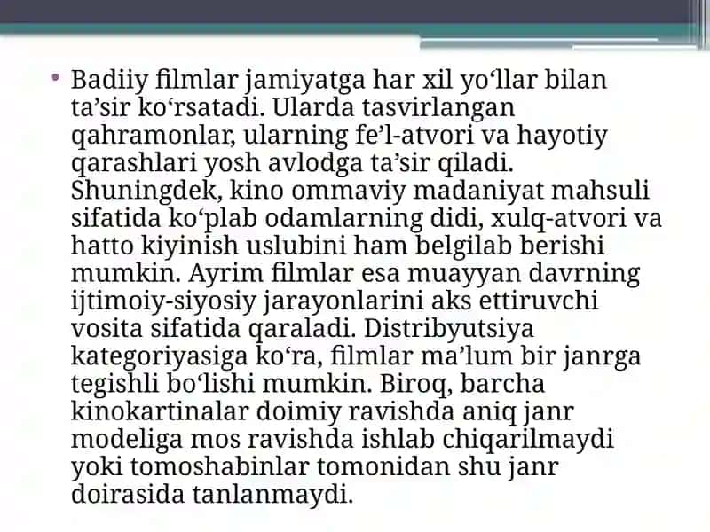 Badiiy filmlar va ommaviy ma'daniyat 3