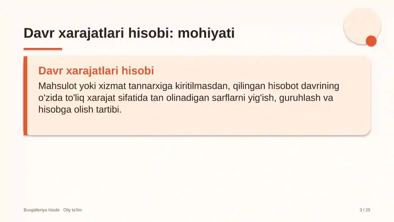 Echkichilikda davr xarajatlari hisobi 3