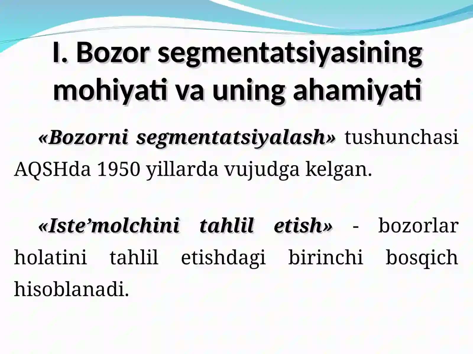 Bozor segmentasiyasi va tovarni pozitsionatsiya qilish 3