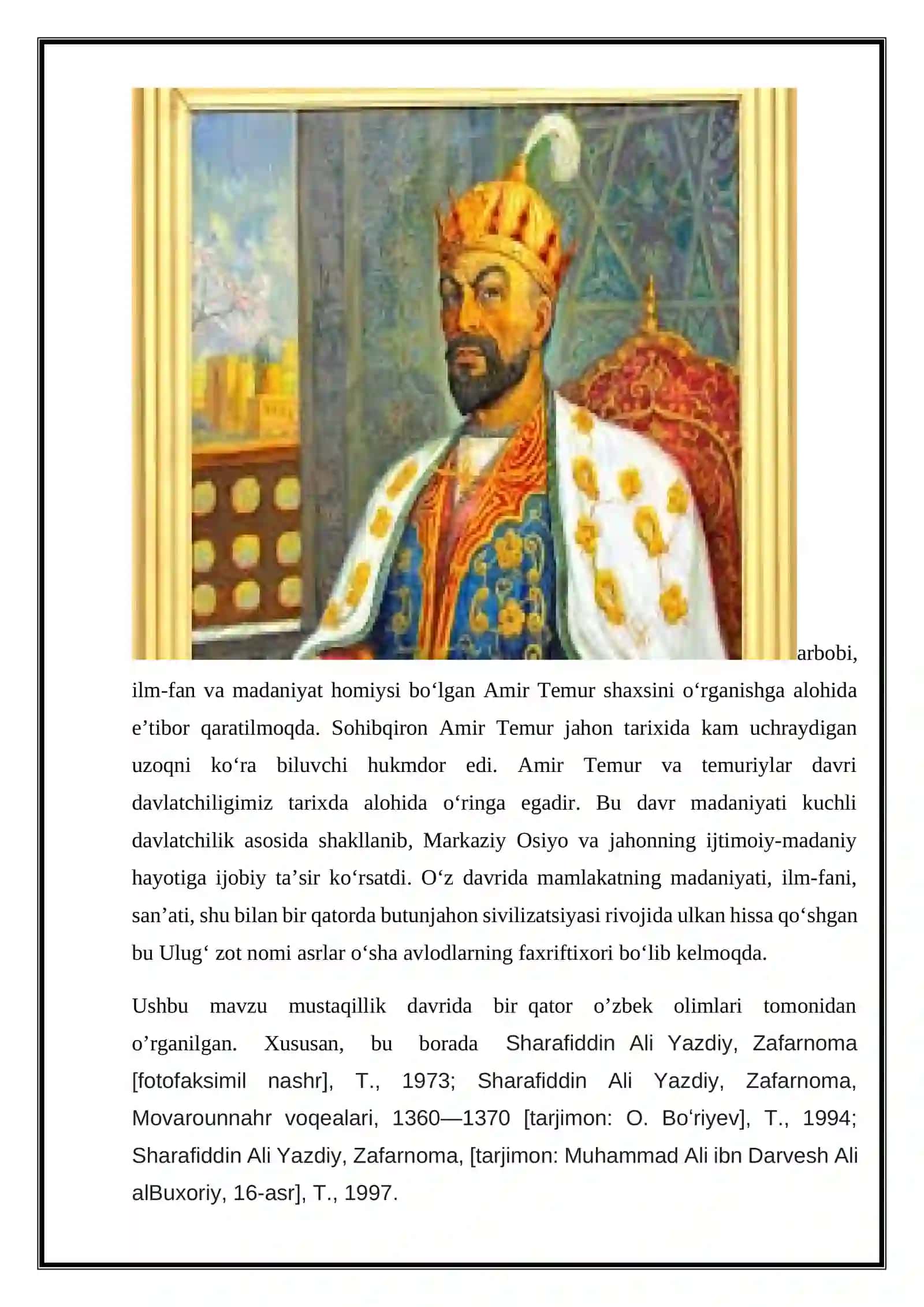 Temuriylar saltanati tarixi manbalarini oʻrganish 3