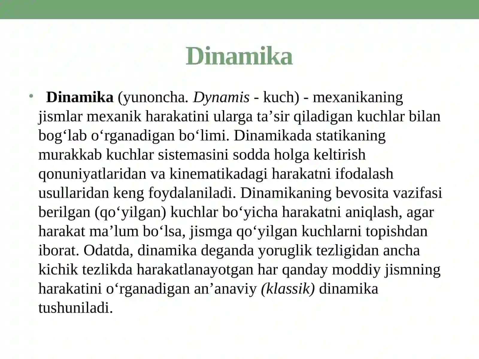 Dinamika.  Nyuton  qonunlari 3