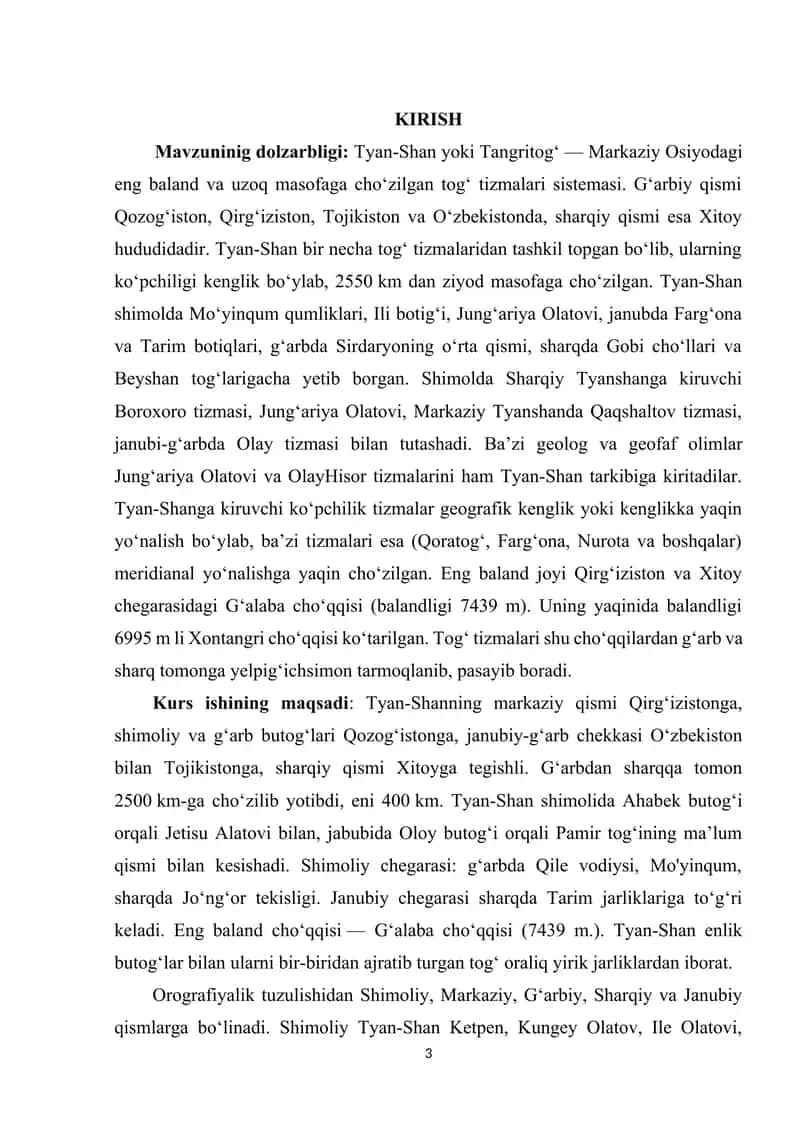 Tyanshan tog' tizmasi endemik turlari. 3