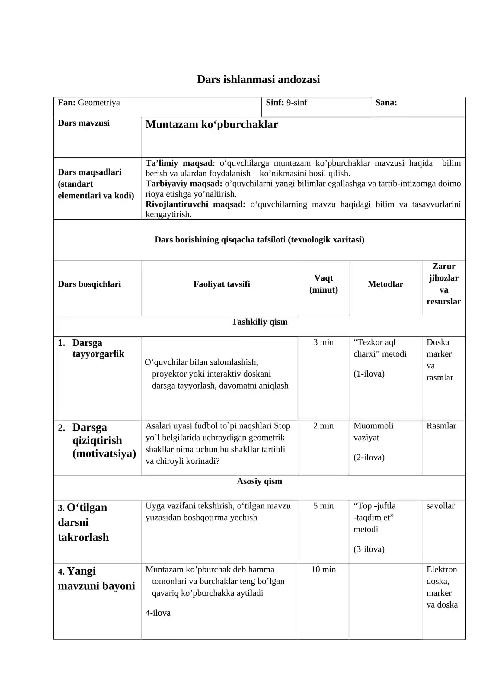 Muntazam ko‘pburchaklar (9-sinf) 3