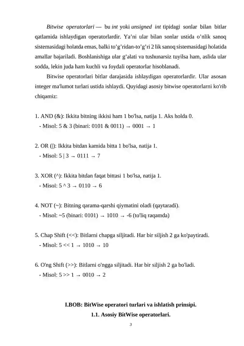 BitWise va shartli operatorlar 3